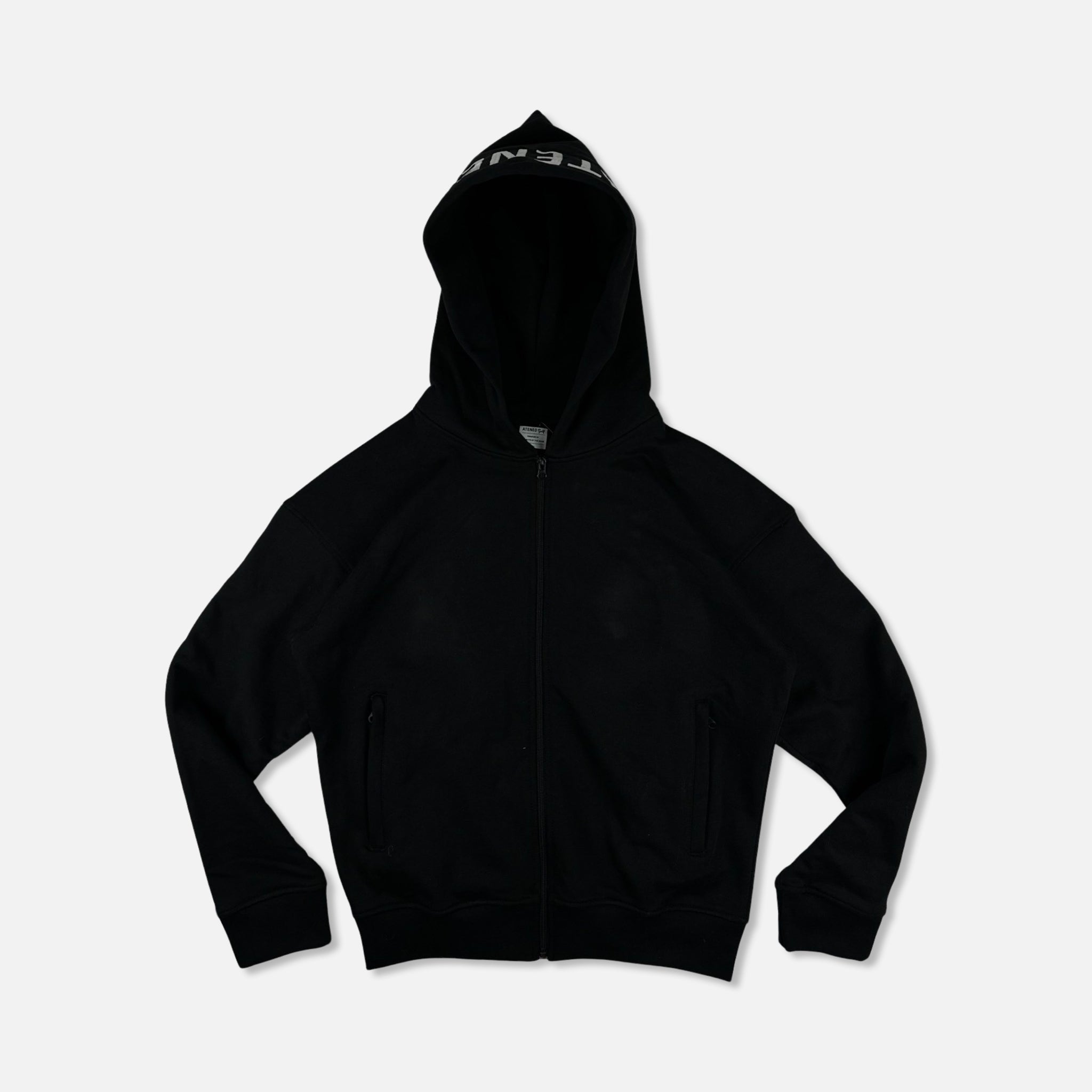 Noir Zip-Up Logo Print Hoodie